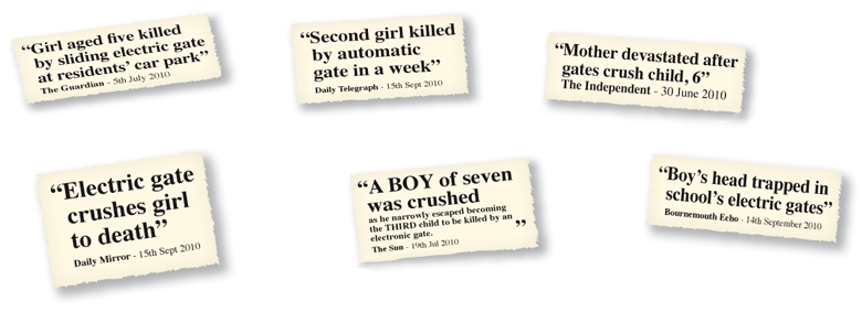 press coverage clippings about gate accidents