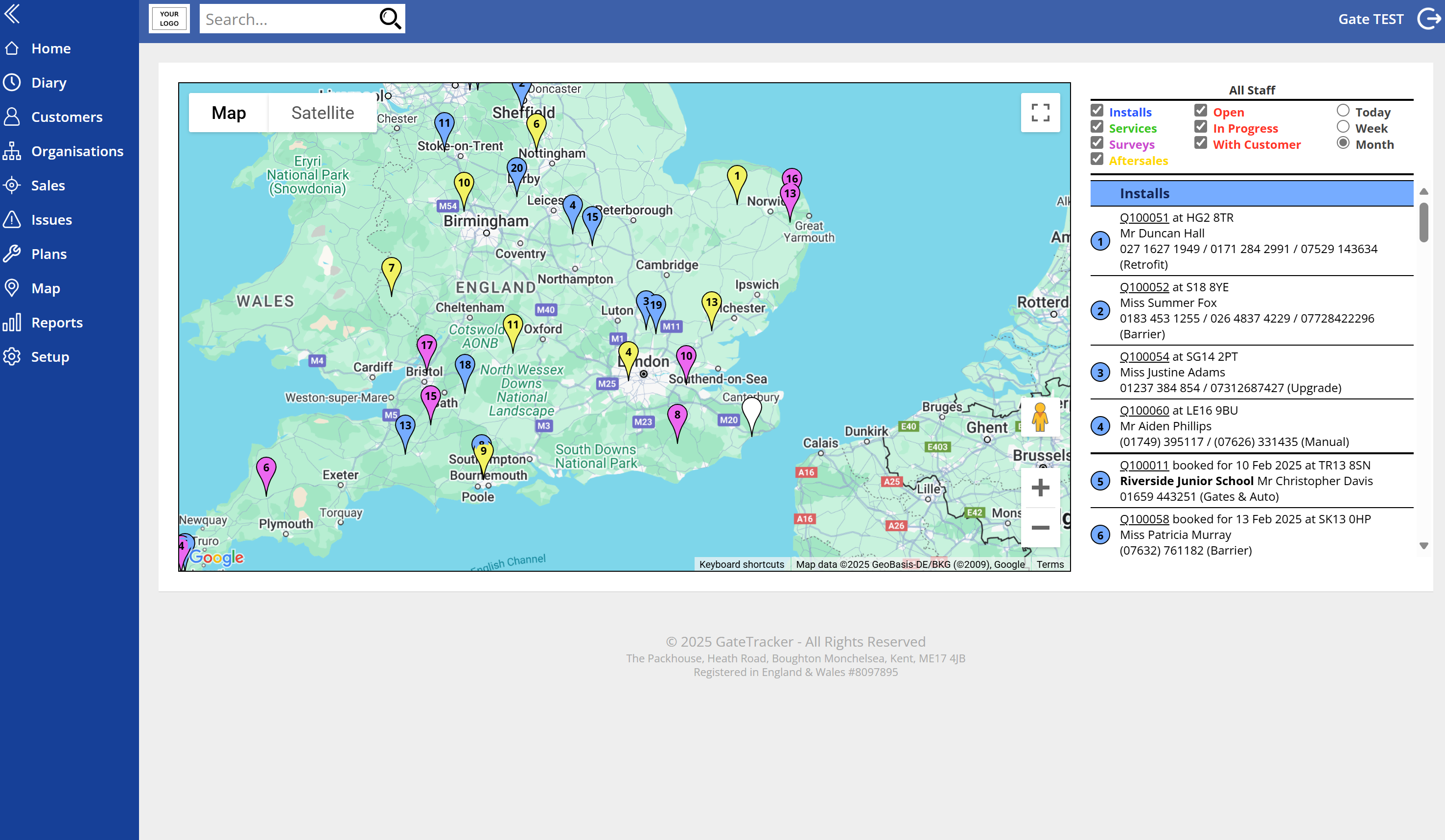 Map_Screenshot Graphical snapshot of all installs